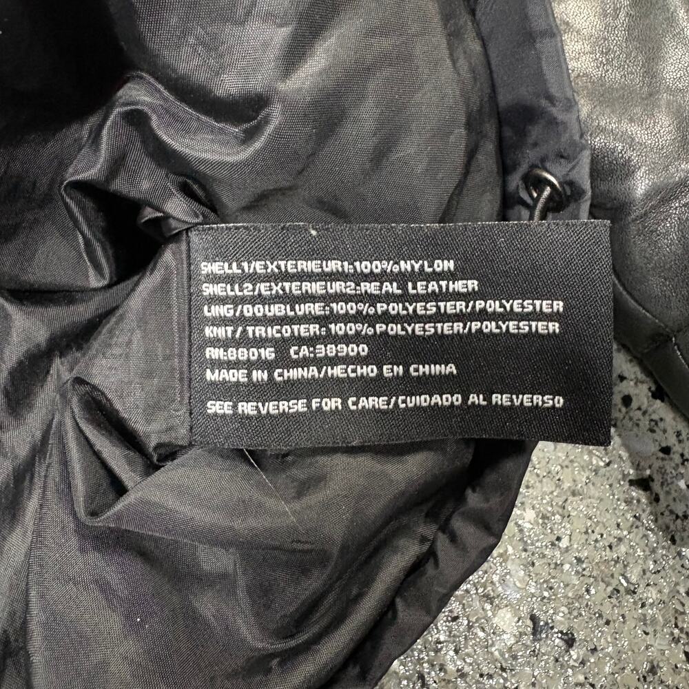 Vintage Y2k Pelle Pelle Marc Buchanan Black Puffer Jacket w/ Leather Sleeves - Picture 6 of 9